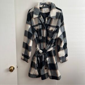 Ava & Viv Checkered Tie-Waist Jacket